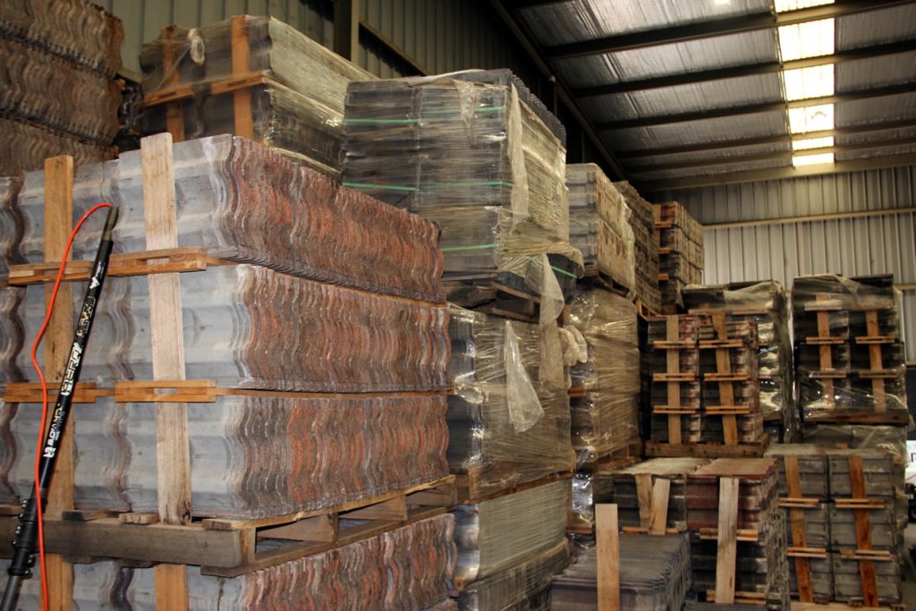 Terracotta Roof Tiles Melbourne 3 Pallets of terracotta roof tiles in the Royce Roofing warehouse