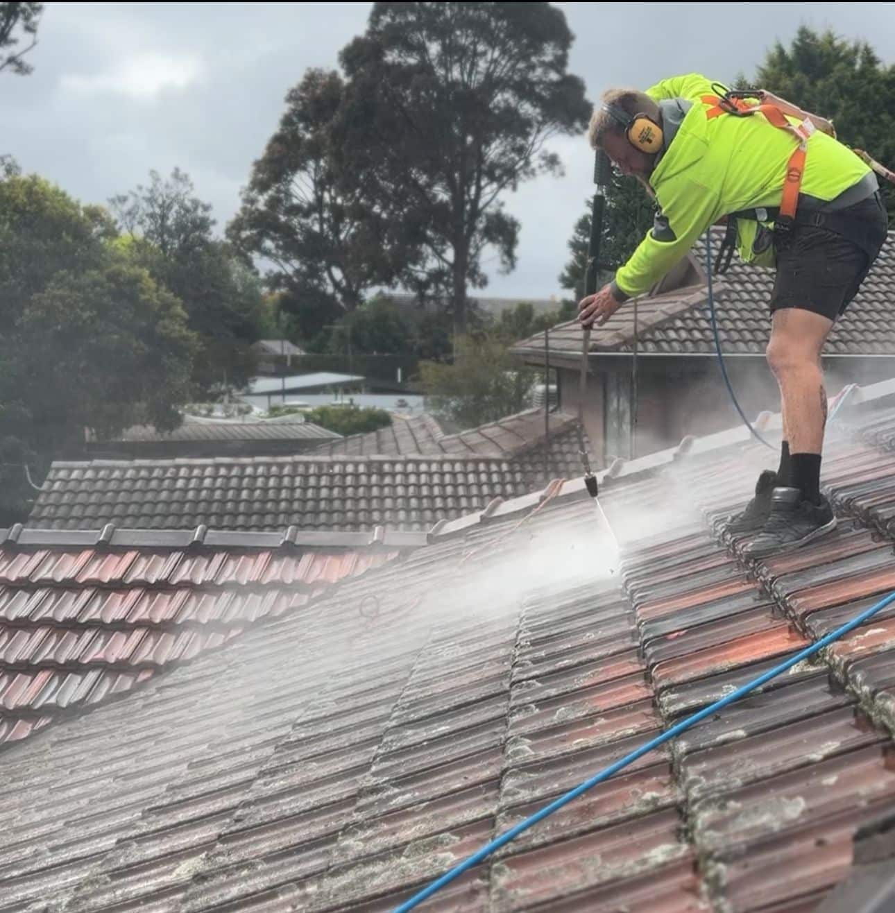 Clean terracotta tiled roof after professional roof pressure washing in Melbourne