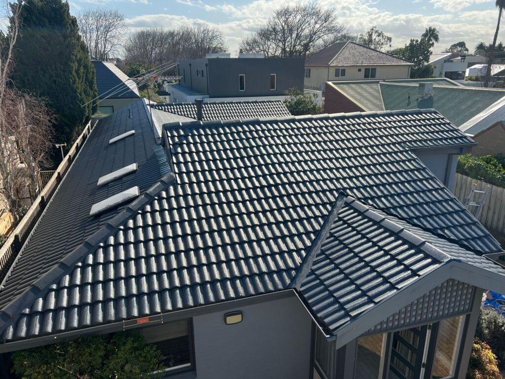 Concrete Roof Tiles Melbourne 1 Concrete tile roof recoated in charcoal in Brighton
