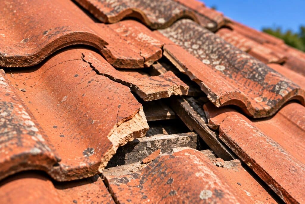 Roof Replacement Melbourne 2 Cracked terracotta roof tile
